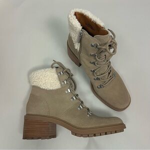 Lucky Brand Demia Leather Faux Shearling Booties Size 8.5 / 39